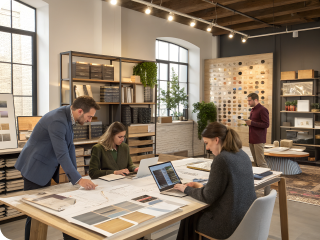 Designers reviewing layouts